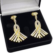 Brincos Laços Cravejados Com Zirconias Banho De Ouro 18k 4043 Brincos Laços Cravejados Com Zirconias Banho De Ouro 18k 4043