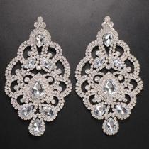 Brincos Longos com Strass Colorido - Joias de Cristal para Festa