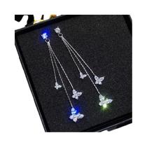 Brincos Longos De Cristal Com Franjas Em Forma De Borboleta Para Mulheres, Joias De Moda Para Brincos Longos De Cristal Com Franjas Em Forma De Borboleta Para Mulheres, Joias De Moda Para
