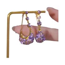 Brincos Longos De Cristal Roxo Com Franjas Para Mulheres, Joias Brilhantes Para Festas E Presentes Brincos Longos De Cristal Roxo Com Franjas Para Mulheres, Joias Brilhantes Para Festas E Presentes