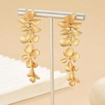 Brincos Longos De Metal Dourado Com Folhas E Flores, Estilo Vintage, Para Mulheres, Presente De Brincos Longos De Metal Dourado Com Folhas E Flores, Estilo Vintage, Para Mulheres, Presente De