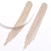 Brincos Longos Femininos com Borla de Strass - Joias para Festa e Casamento Brincos Longos Femininos com Borla de Strass - Joias para Festa e Casamento
