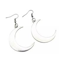 Brincos Lua Crescente Prateado Aço Inoxidável