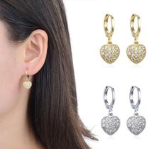 Brincos Lua Dourado Strass Sobrepor Delicado Feminino Festas