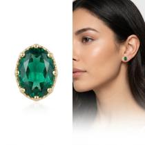 Brincos Luz Verde Esmeralda Minimalista MicroCravejada Zirconia Delicada Luxo Casual
