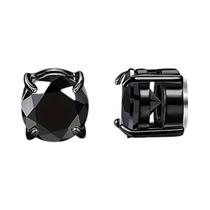 Brincos Magnéticos Masculinos Elegantes Em Aço Inoxidável Banhados a Ouro 18K Com Zircônia Cúbica