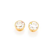 Brincos masculino de pedra banhado ouro 3x 24k 18k e 22k ponto de luz segundo furo redondo rommanel unissex solitário cristal 523191