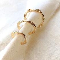 Brincos Mix Trio Piercing de Encaixe Estilo Juliette Revestido com Ouro 18k Semijoia alta qualidade