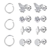 Brincos MODRSA Flat Back Silver para mulheres com argola de cartilagem Brincos MODRSA Flat Back Silver para mulheres com argola de cartilagem