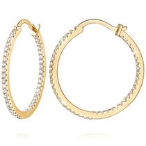 Brincos MOMELF Gold 14K Hoop com zircônia cúbica 35mm