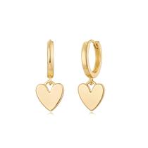 Brincos MYARS Heart Huggie Hoop Dangle Drop banhados a ouro 14 quilates Brincos MYARS Heart Huggie Hoop Dangle Drop banhados a ouro 14 quilates
