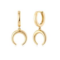 Brincos MYEARS Horn Moon Dangle Drop para mulheres banhados a ouro 14 quilates