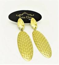 Brincos Navete Longa Tramada Banho Ouro 18k 2511 Brincos Navete Longa Tramada Banho Ouro 18k 2511