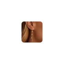 Brincos NECOCY com Corrente Longa Banhados a Ouro 14K Brincos NECOCY com Corrente Longa Banhados a Ouro 14K
