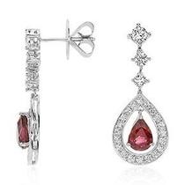 Brincos Ouro 18K Com Rubis E Diamantes AZ486