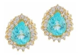 Brincos Ouro 18K Turmalina Paraíba E Diamantes AZ439