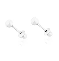 Brincos Ouro Branco Bolinha 3mm Infantil 2o Furo Bebê