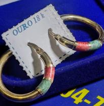Brincos Par Argola Ouro 18 Kilates Peso 2.50 Gramas 22 x 2 mm Brincos Par Argola Ouro 18 Kilates Peso 2.50 Gramas 22 x 2 mm