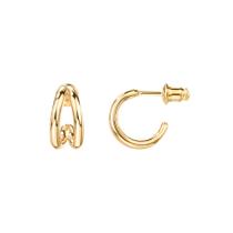 Brincos PAVOI Split Hoop Huggie em prata banhada a ouro 14 quilates Brincos PAVOI Split Hoop Huggie em prata banhada a ouro 14 quilates