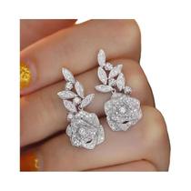 Brincos Pendentes Com Design De Flor Prateada Para Mulheres, Acessórios Românticos E Luxuosos Para Brincos Pendentes Com Design De Flor Prateada Para Mulheres, Acessórios Românticos E Luxuosos Para