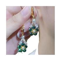 Brincos Pendentes De Flor De Cristal Verde Para Mulheres, Joias Personalizadas De Moda De Verão Para