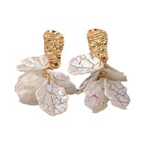 Brincos Pendentes De Flor Em Concha De Cristal Branco Imitado, Acessórios De Moda Coreana Para Brincos Pendentes De Flor Em Concha De Cristal Branco Imitado, Acessórios De Moda Coreana Para