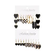 Brincos Pendentes De Moda Tai Chi Com Tabuleiro De Xadrez Preto, 10 Pares, Estilo Para Festas Brincos Pendentes De Moda Tai Chi Com Tabuleiro De Xadrez Preto, 10 Pares, Estilo Para Festas