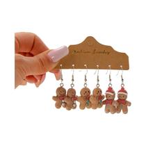Brincos Pendentes De Natal Em Forma De Homem De Gengibre Para Mulheres, 3 Pares De Joias De Resina
