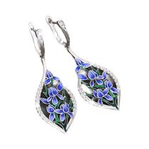 Brincos Pendentes De Orquídea Azul Para Mulheres, Joias Românticas E Estéticas Para Casamento,