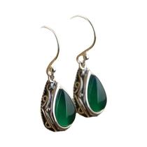 Brincos Pendentes De Pedra Verde E Vermelha Para Mulheres, Cor Prata Vintage, Uso Diário, Joias Brincos Pendentes De Pedra Verde E Vermelha Para Mulheres, Cor Prata Vintage, Uso Diário, Joias