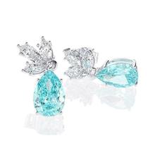 Brincos Pendentes de Zircônia Cúbica Azul - Formato Gota d'Água - Acessório para Festa