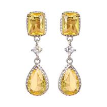 Brincos Pendentes De Zircônia Cúbica Rosa E Amarela Para Mulheres, Joias Elegantes Para Noivado E Brincos Pendentes De Zircônia Cúbica Rosa E Amarela Para Mulheres, Joias Elegantes Para Noivado E