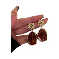 Brincos Pendentes De Zircônia Dourada Com Pedra Quadrada Para Mulheres, Acessórios De Joias De Moda Brincos Pendentes De Zircônia Dourada Com Pedra Quadrada Para Mulheres, Acessórios De Joias De Moda