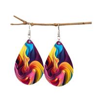 Brincos Pendentes em Forma de Lágrima de Madeira Colorida - Leve e Charmoso