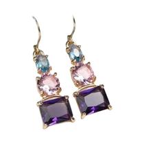 Brincos Pendentes Femininos Azul Rosa Roxo Com Zircônia Cúbica 2023 Joias Coloridas Para Festas E