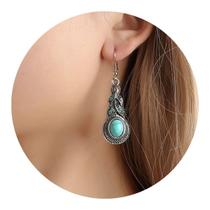 Brincos Pendentes Femininos Azul Turquesa Strass Brilho