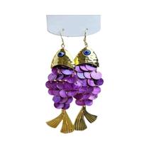 Brincos Pendentes Femininos Retrô Exagerados Com Pingente De Peixe Redondo Escamoso E Borla, Brincos Pendentes Femininos Retrô Exagerados Com Pingente De Peixe Redondo Escamoso E Borla,