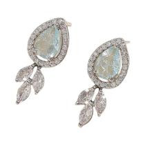 Brincos Pendentes Geométricos com Zircônia Azul - Joia para Mulheres e Meninas
