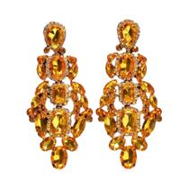 Brincos Pendentes Geométricos De Cristal Amarelo Brilhante Para Mulheres Joias De Casamento