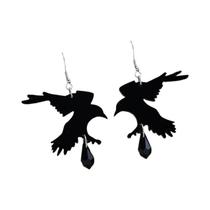 Brincos Pendentes Góticos De Corvo Preto Para Mulheres, Joias Românticas Escuras De Halloween,