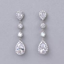 Brincos Pendurados de Prata com Zircônia Cúbica - Joia Elegante para Mulheres