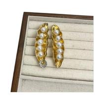 Brincos Pendurados Estilo Ervilha - Banhados a Metal Vintage - Joias de Moda Feminina