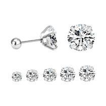 Brincos Pequenos De Zircônia Cúbica Em Aço Inoxidável Multicamadas Prateados Para Mulheres LUXUSTEEL