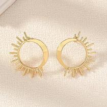 Brincos Pequenos Em Formato De Sol E Lua Em Ouro E Prata, Joias De Metal Estilo Punk Da Moda