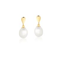 Brincos Perolas Biwa 7mm Joia Ouro 18k