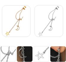 Brincos Piercings Lua E Estrela Pressão Banhado Ouro