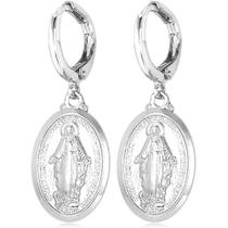 Brincos platina virgem maria gota brinco presente para mulheres forma oval joias religiosas brinco cristão