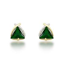 Brincos Ponto de Luz com Zirconias Triângulo Banhados a Ouro 18k