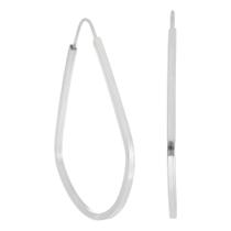 Brincos Prata 925 Argola 3,5 Cm Gota Fio Quadrado