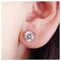 Brincos Prata Masculino Pedra Zircônias Brilhantes De 7 Mm